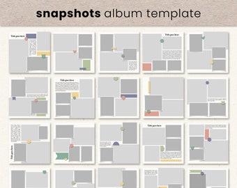 Snapshots Photobook Template, 12*12" Photo Album Template, Digital Scrapbook Template, Square Photobook, Photo Collage, Travel Album