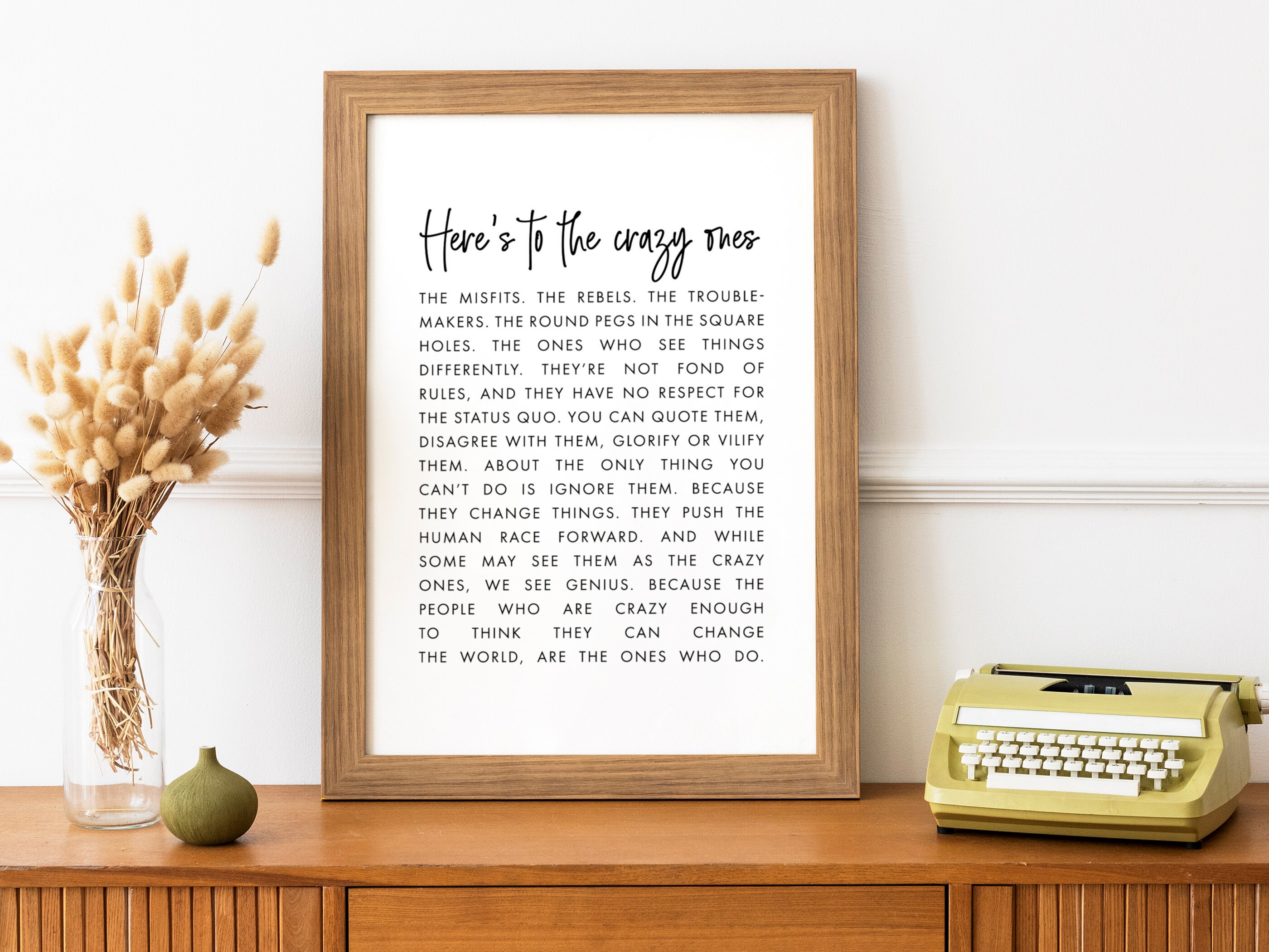 Here's To The Crazy Ones Quote Print Inspiring Sayings | Etsy