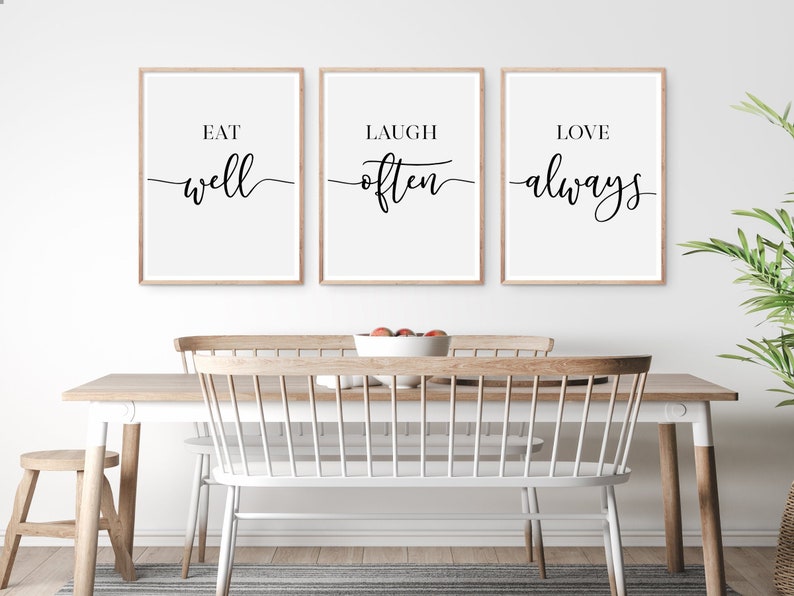 Eat Laugh Love Print Eat Well Laugh Often Love Always Kitchen Etsy