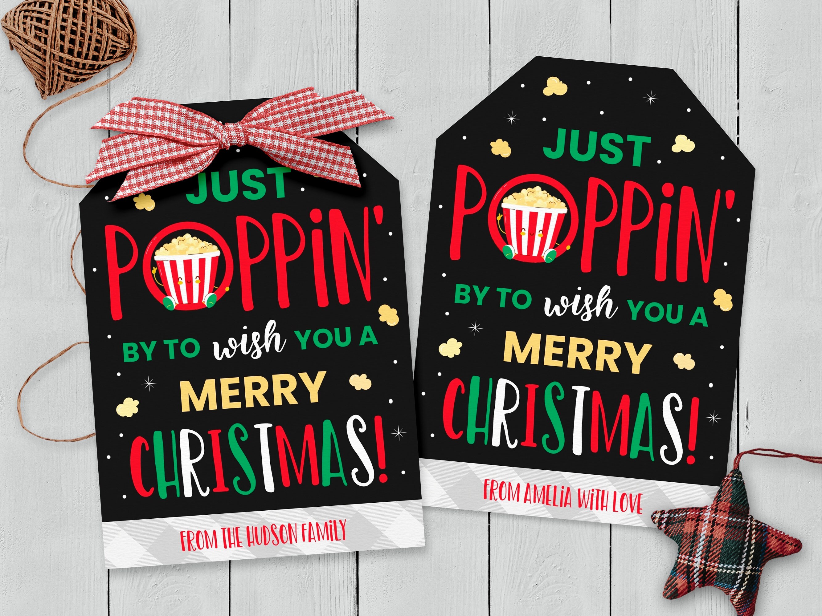 Christmas Popcorn Gift Tag Secret Santa Gifts For Coworkers Etsy España
