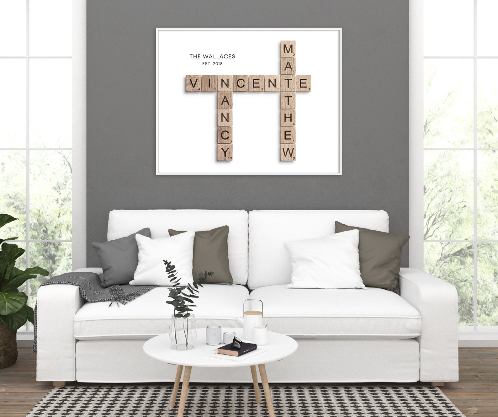 Custom Family Crossword Puzzle Wall Art Family Names Sign