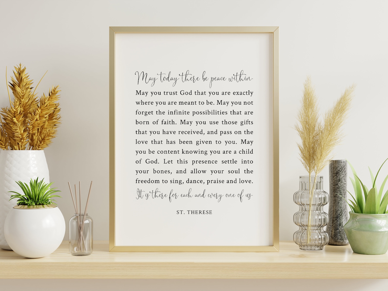 St. Therese Quote Print May Today There Be Peace Within Etsy