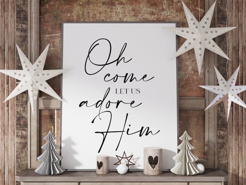 Oh Come Let Us Adore Him Sign Christmas Printable Wall Art | Etsy