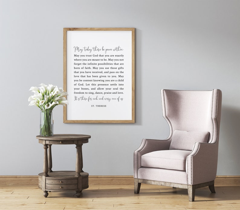 St. Therese Quote Print May Today There Be Peace Within Etsy