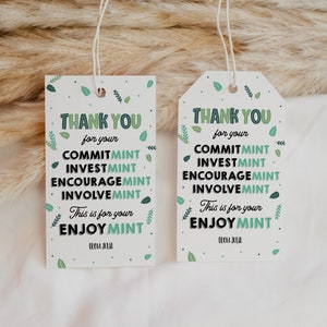 Mint Gift Tag Editable, Volunteer Appreciation Favor Tags, Mint Gum ...