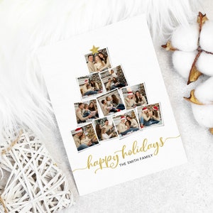 Mall för julfotokort, Photoshop-mallar för julgran, fotokollage, redigerbar väggkonst för högtider, för fotografer bild 3