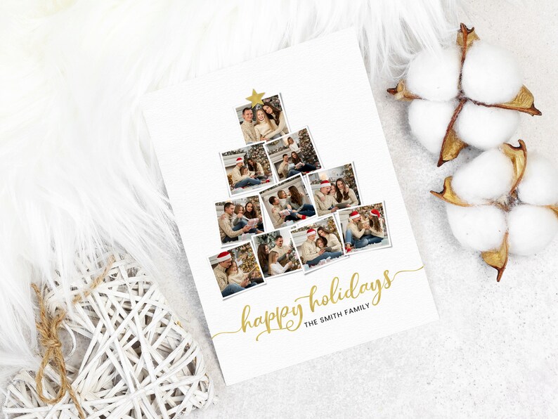 Mall för julfotokort, Photoshop-mallar för julgran, fotokollage, redigerbar väggkonst för högtider, för fotografer bild 3