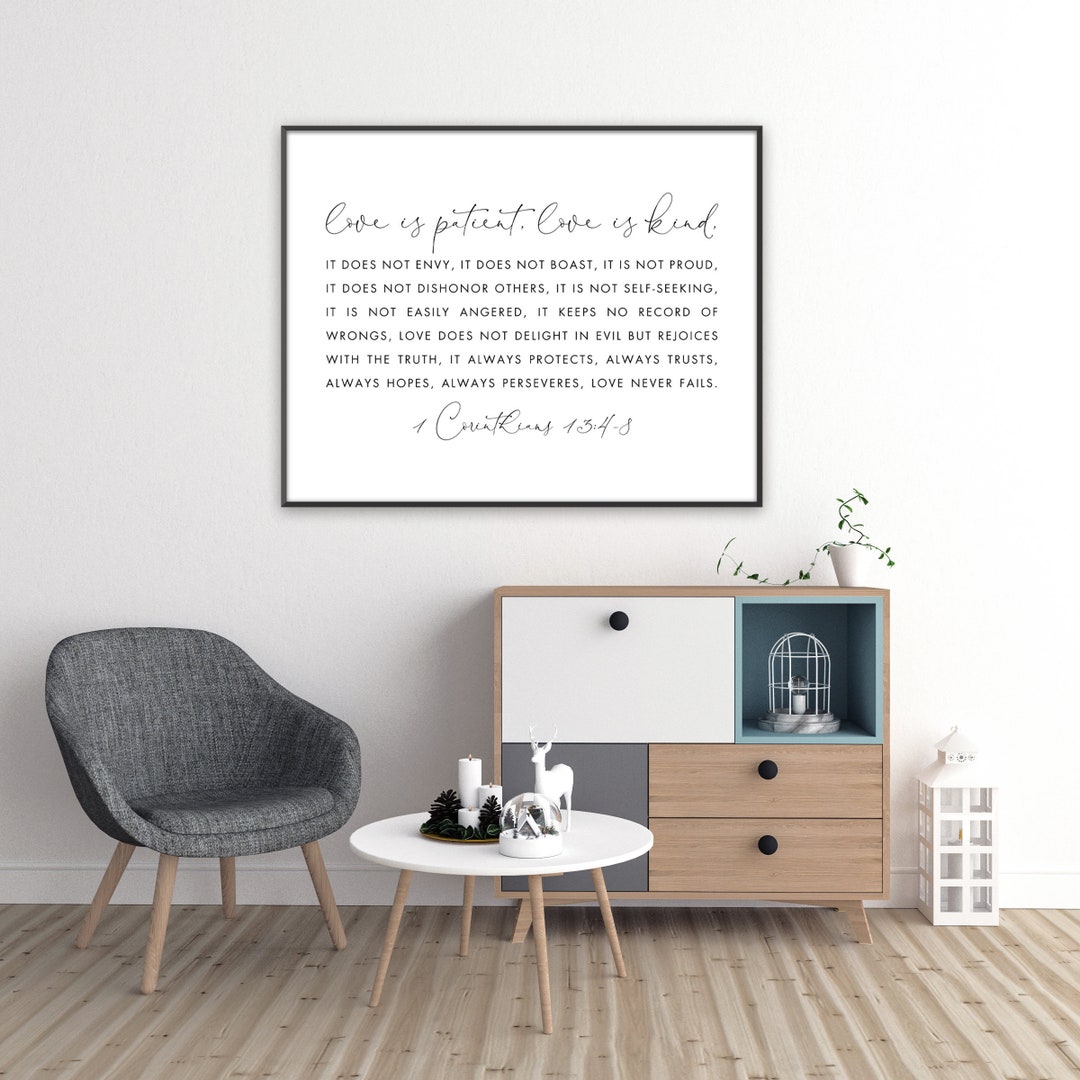 Love is Patient Love is Kind Sign, 1 Corinthians 13 Wall Art, Bible ...