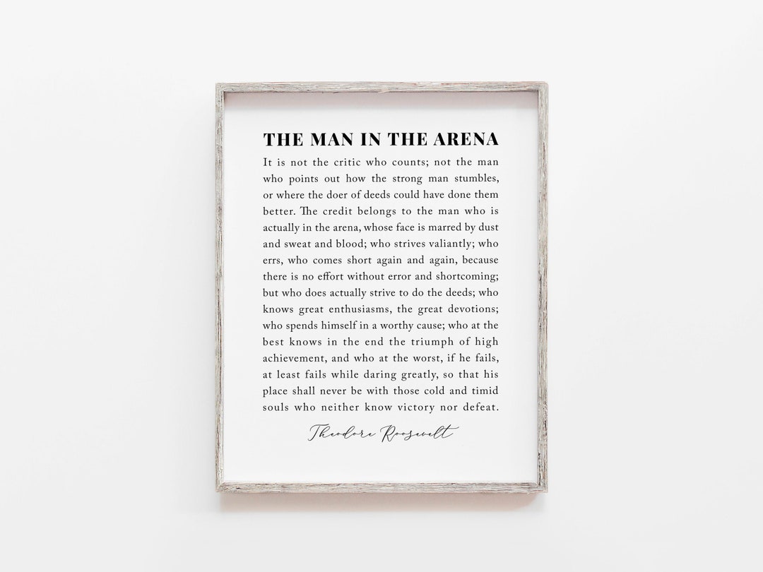 The Man in the Arena Printable, Inspirational Quote, Office Decor ...
