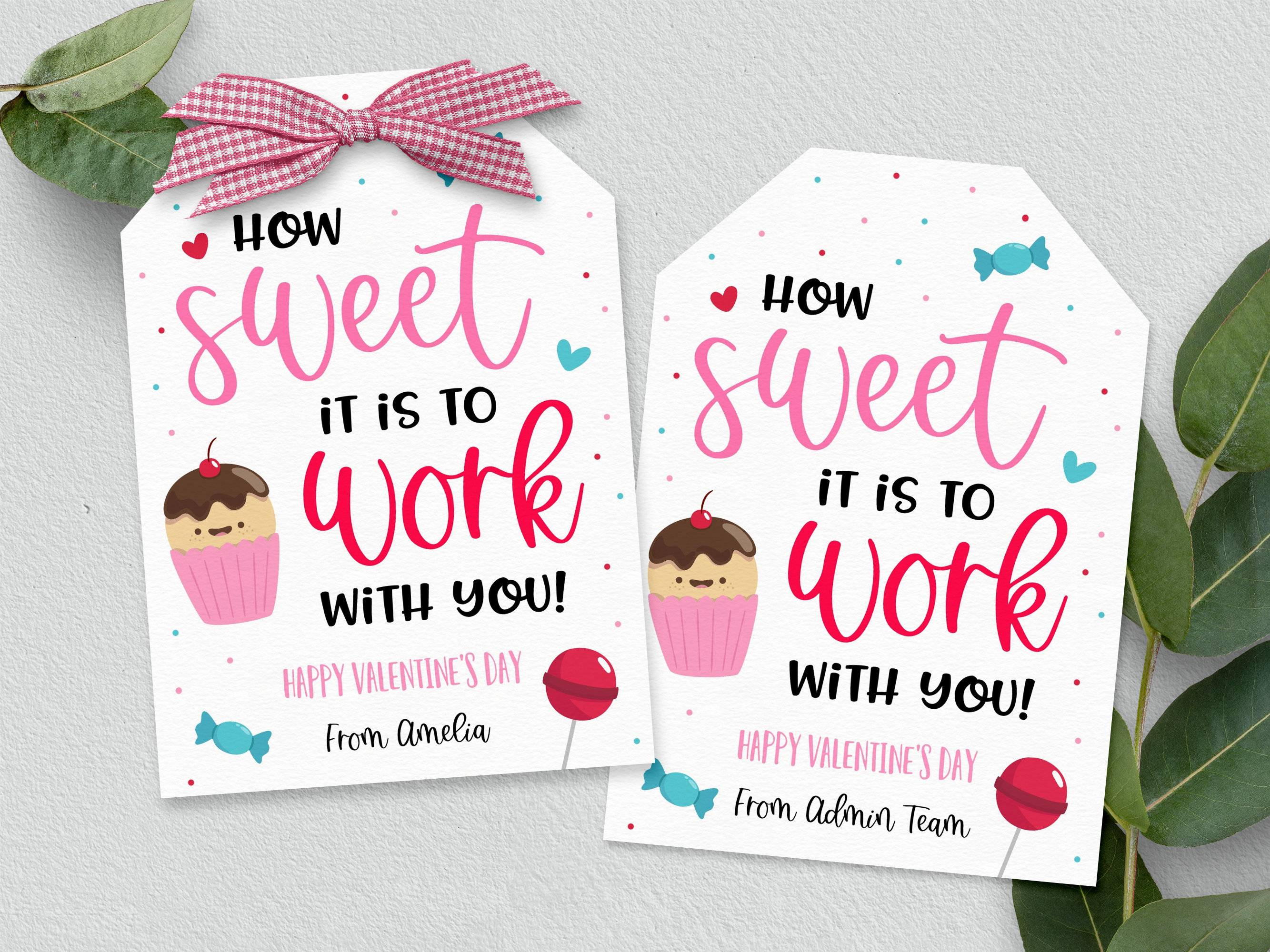 Editable Valentines Coworker Gift Tag How Sweet It Is To Work Etsy