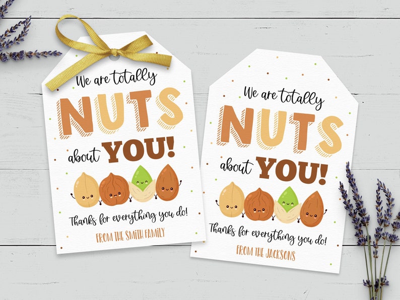 Nuts Gift Tag Thank You Label Editable Totally Nuts About - Etsy