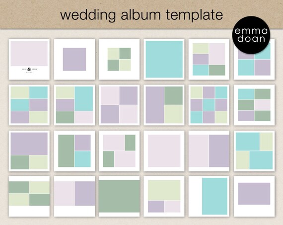 digital scrapbook template wedding album templates minimal wedding decor photobook template photo collage printable square album digital wedding album templates