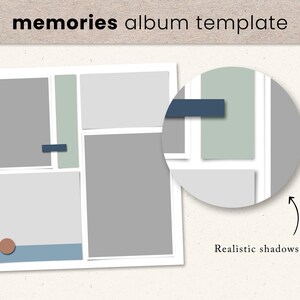 Modern Scrapbook Album Template, 12*12" Square Photobook Templates, Photoshop Templates, Travel Journal, Family Baby Premade Album image 2