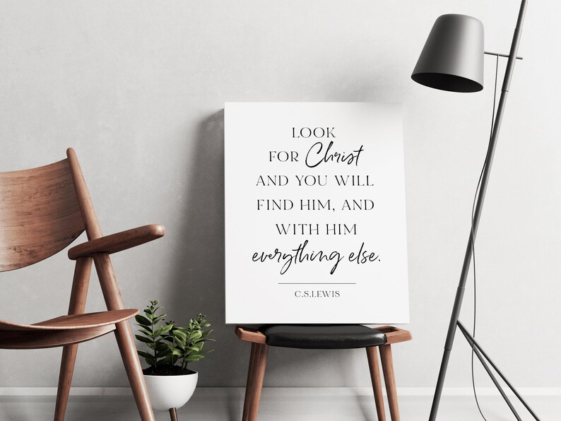 CS Lewis Quote Sign Look For Christ Wall Art Christian