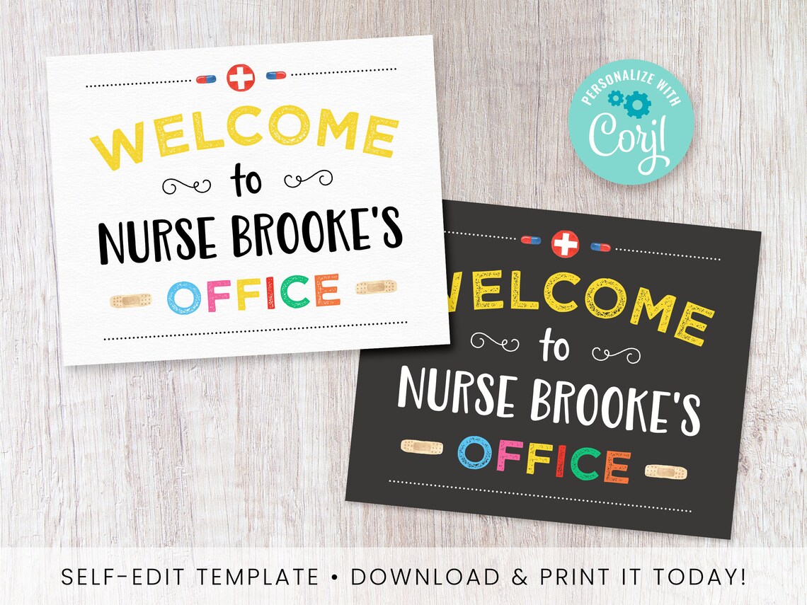 School Nurse Door Sign Editable Nurse Office Poster Etsy Canada
