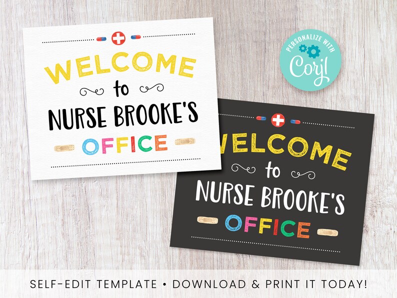 School Nurse Door Sign Editable Nurse Office Poster Etsy
