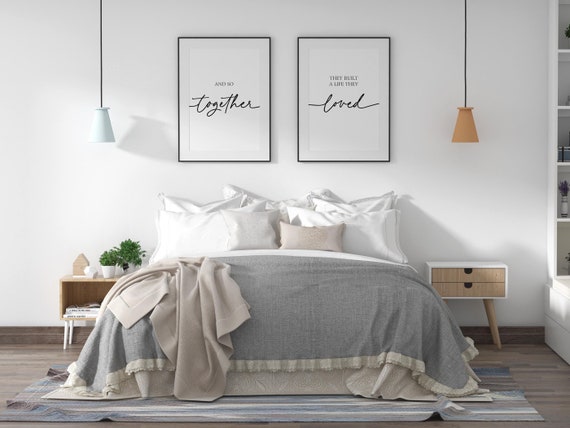 And So Together They Built A Life They Loved Printable, Set Of 2 Bedroom Signs, Family Room Decor, Above Bed Decor, Couple Quotes Print