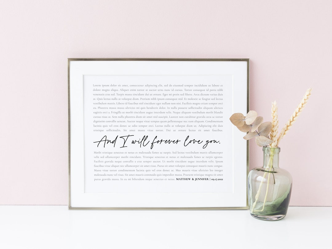 Wedding Song Lyrics Wall Art Printable First Dance Lyric Etsy