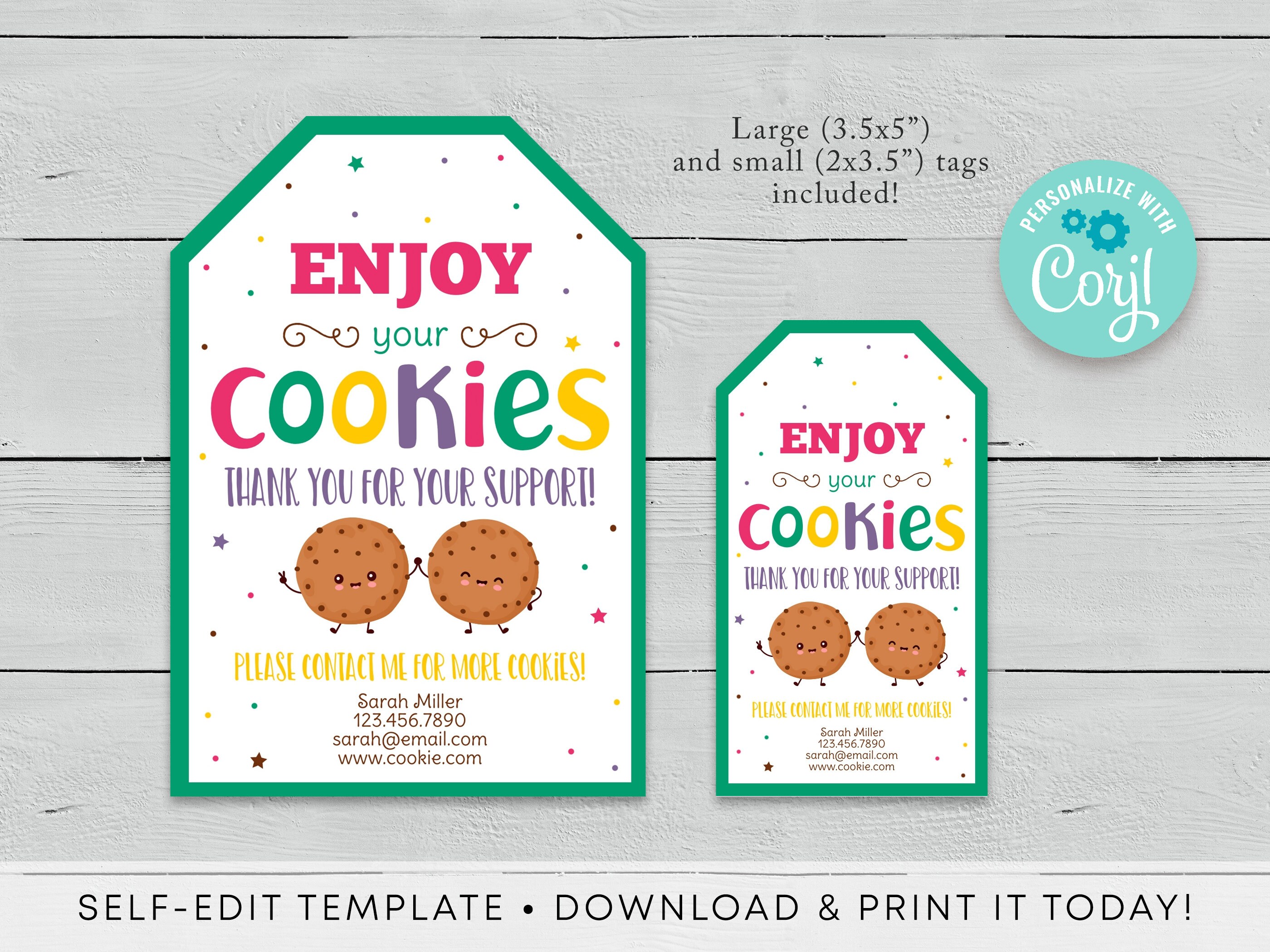 Girl Scout Cookie Thank You Tags Editable Cookie Booth Troop | Etsy UK