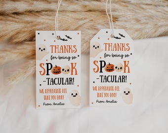 Spooktacular Halloween Gift Tag, Fall Pumpkin Appreciation Favor Tag, Teacher School Staff Nurse Thank You Tag Printable