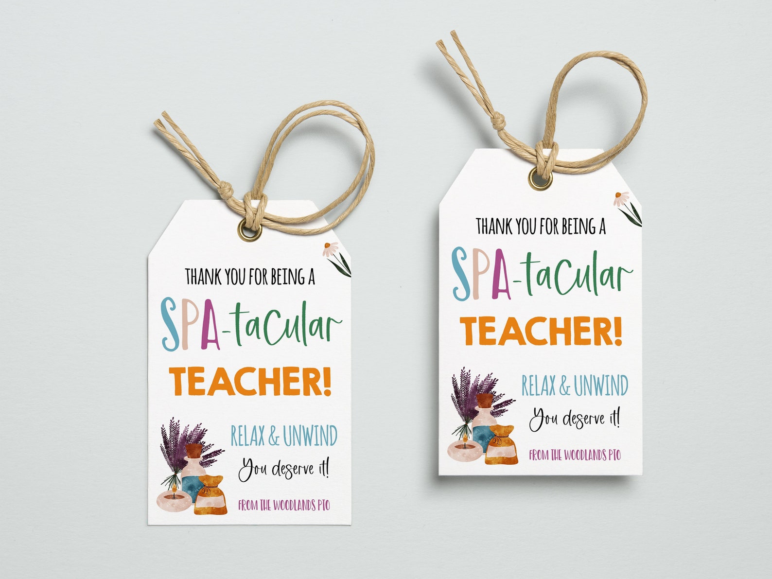 Spa Teacher Gift Tags Spa-tacular Teacher Appreciation Gift | Etsy