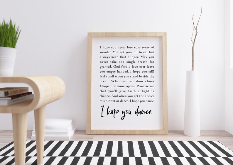 I Hope You Dance Lyric Printable Song Lyric Wall Art Dancing Etsy