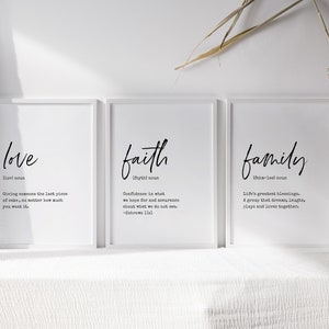Family Quote Sign, Set of 3 Inspirational Wall Arts, Positive Quote Prints, Living Room Decor, Love Quote Printable, Family Wall Art