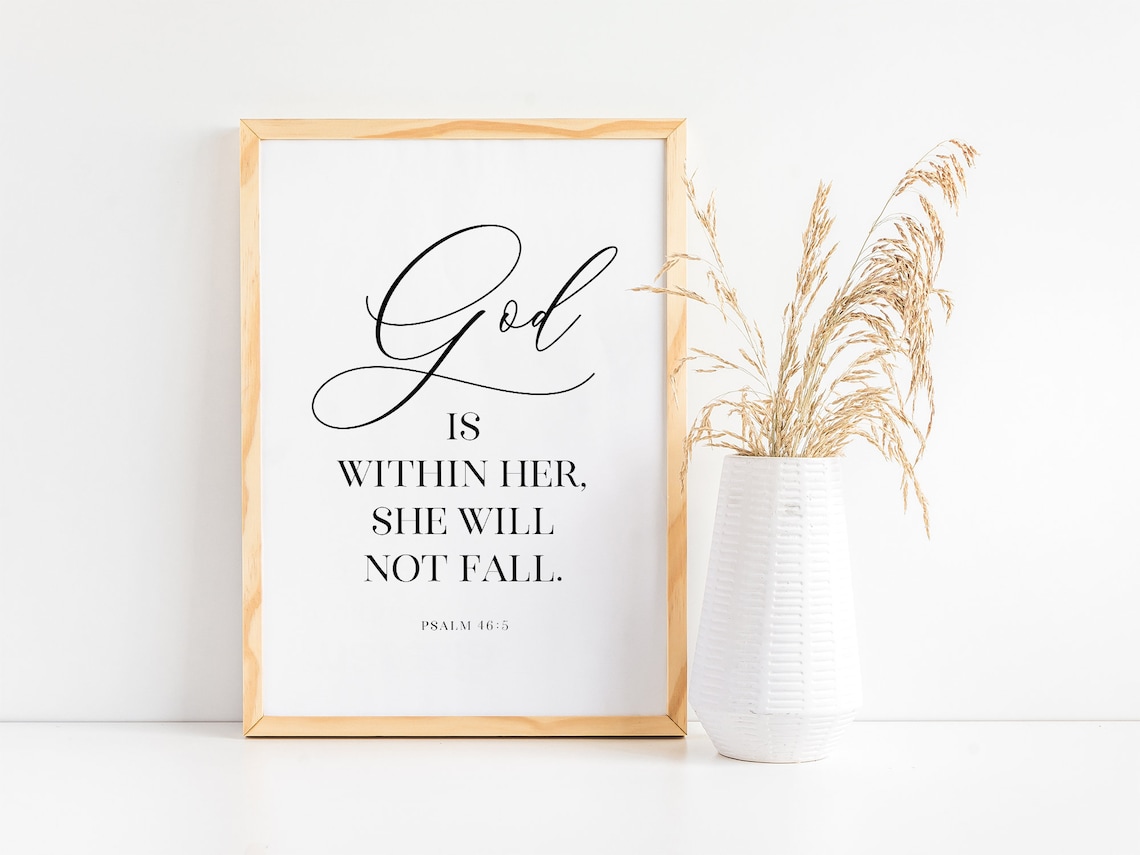 God is Within Her She Will Not Fall Bible Verse Wall Art Etsy