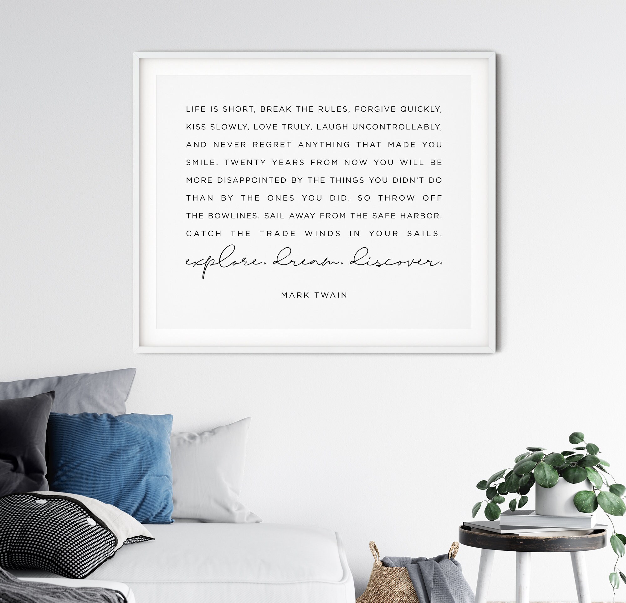 Mark Twain Inspirational Quote Print Life is Short Quote Etsy
