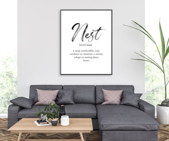 Nest Definition Sign Living Room Decor Home Print 