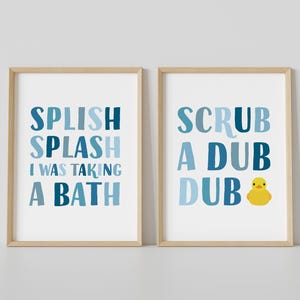 Splish Splash I Was Taking A Bath, Kids Bathroom Printable Wall Art, Scrub A Dub Dub Sign, Colorful Bathroom Wall Decor, Nursery Posters