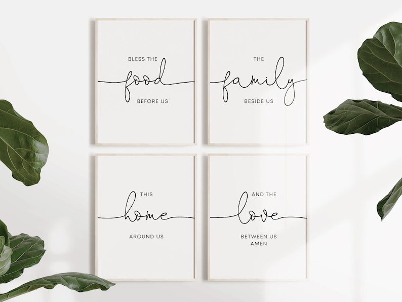 Kitchen Wall Art Bless the Food Before Us Sign Set of 4 - Etsy
