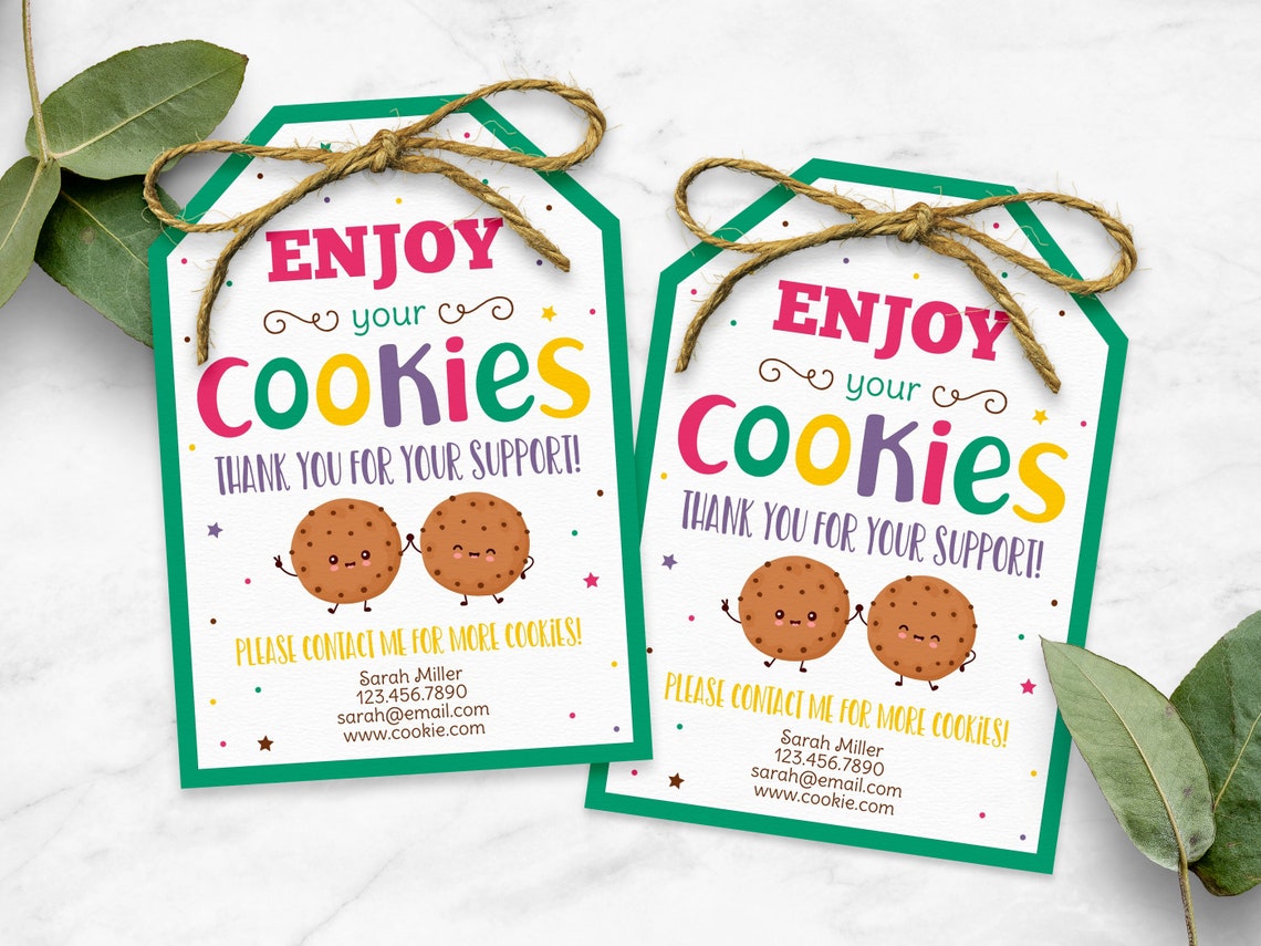 Girl Scout Cookie Thank You Tags Editable Cookie Booth Troop Etsy UK