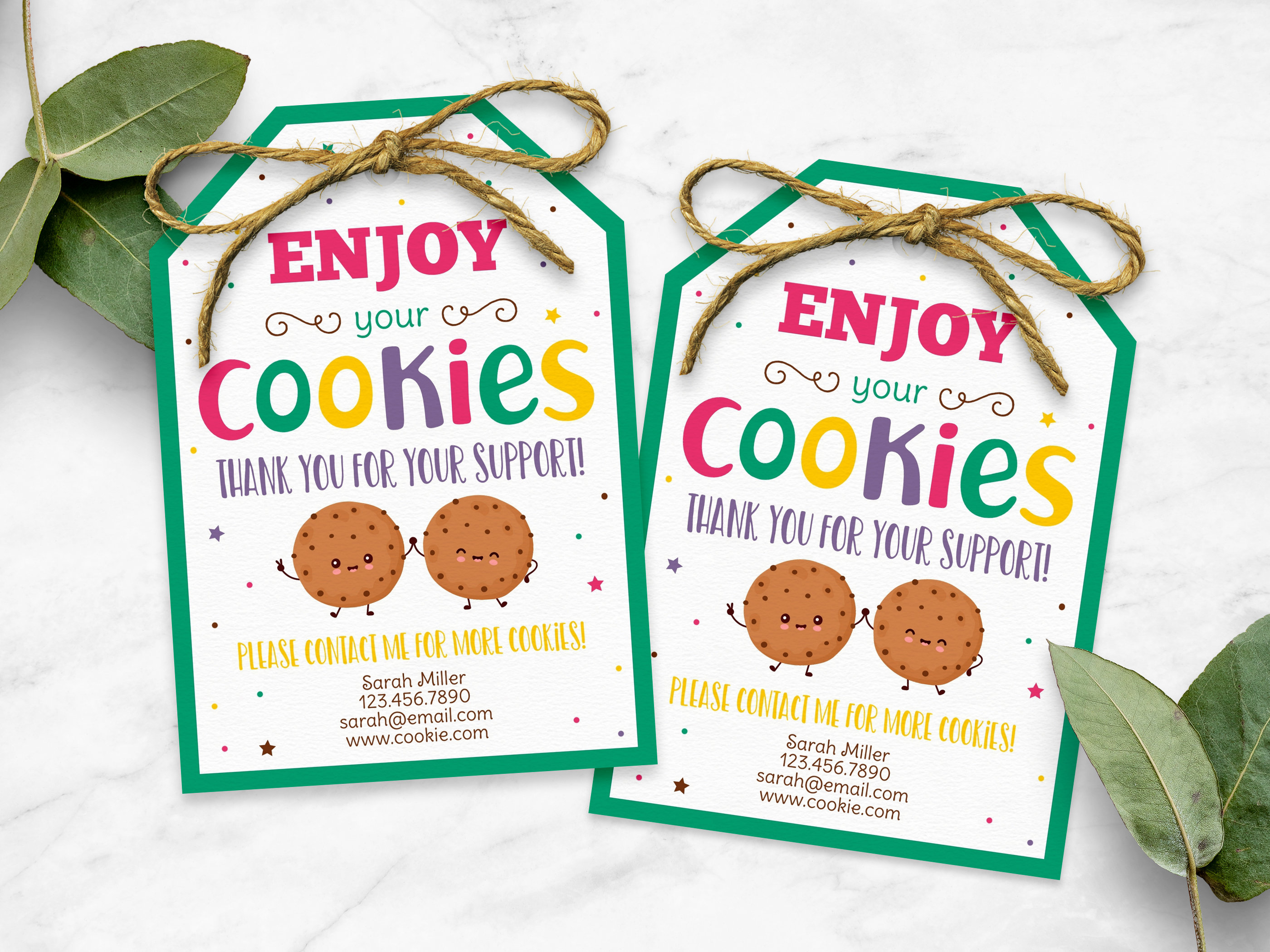 Cookie Thank You Tags Editable Cookie Booth Troop (Instant