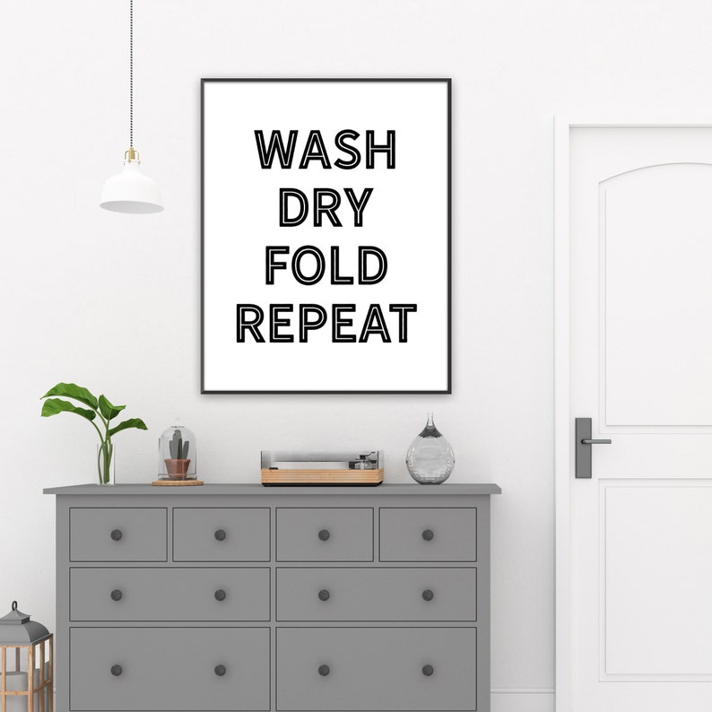 Lavar seco doblar signo de repetición decoración de la sala | Etsy