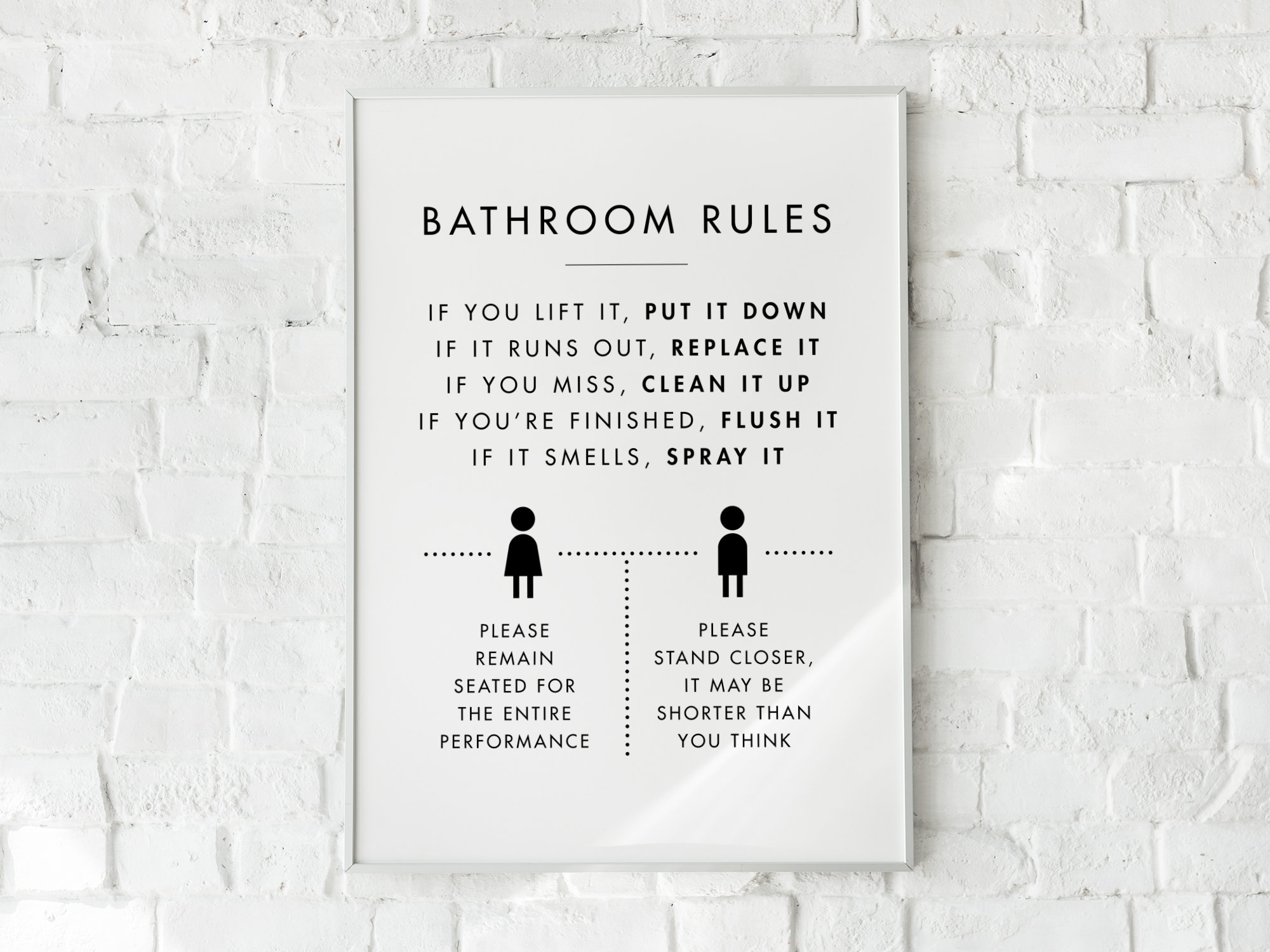 Bathroom Rules Wall Art Printable Toilet Rules Modern Etsy Australia