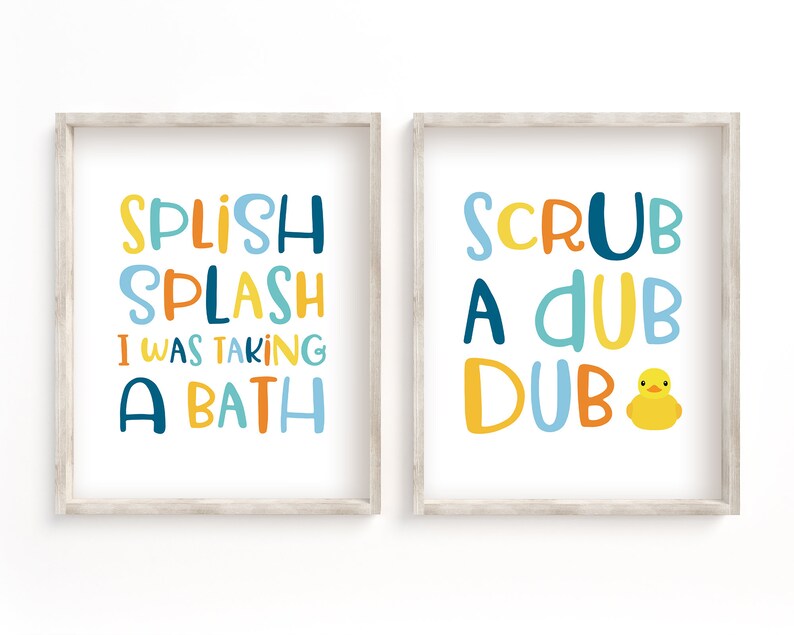 Splish splash i was taking a bath kids bathroom printable etsy