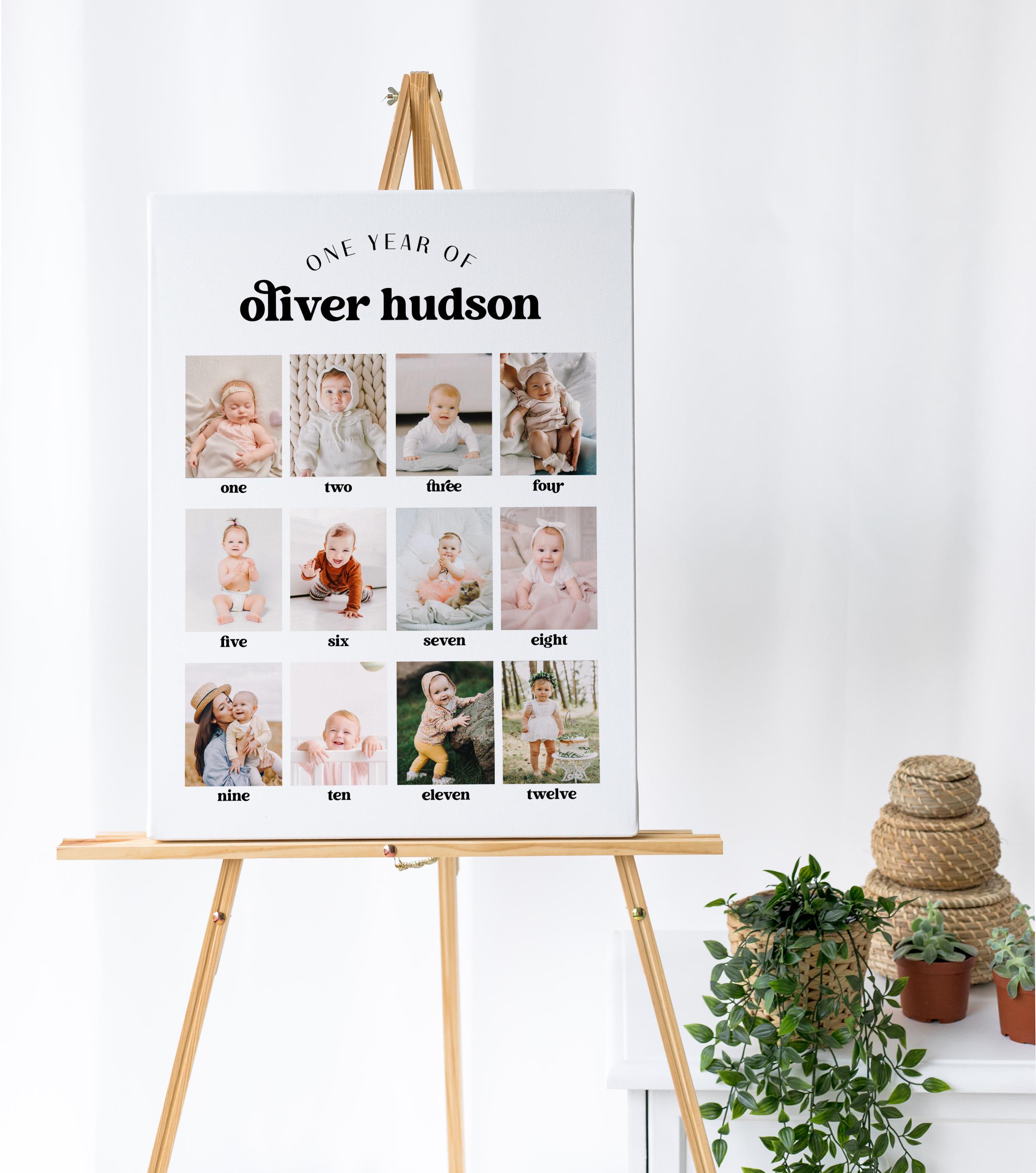 Baby's First Year Poster Template, Simple 1st Birthday Photo Collage ...