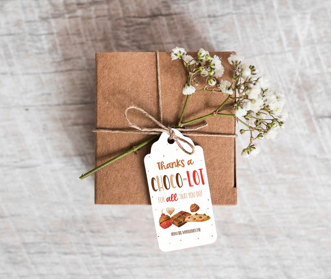 Chocolate Thank You Gift Tag Thanks A Choco-lot Teacher Nurse | Etsy