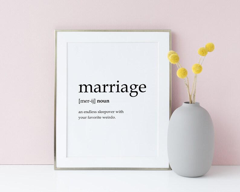 Marriage Definition Sign Printable Bedroom Wall Decor Funny Couple Art Print Newlyweds Gift Master Bedroom Sign Anniversary Gift