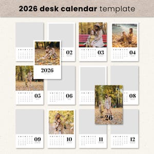 2026 Photo Calendar Template, 5x7 Photography Calendar, Printable Desk Calendar, Personalized Holiday Gifts, Monthly Pocket Calendar 2026