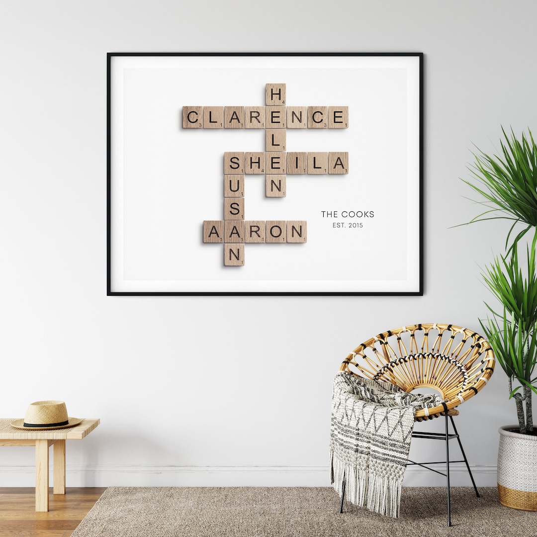Custom Family Crossword Puzzle Wall Art Family Names Sign
