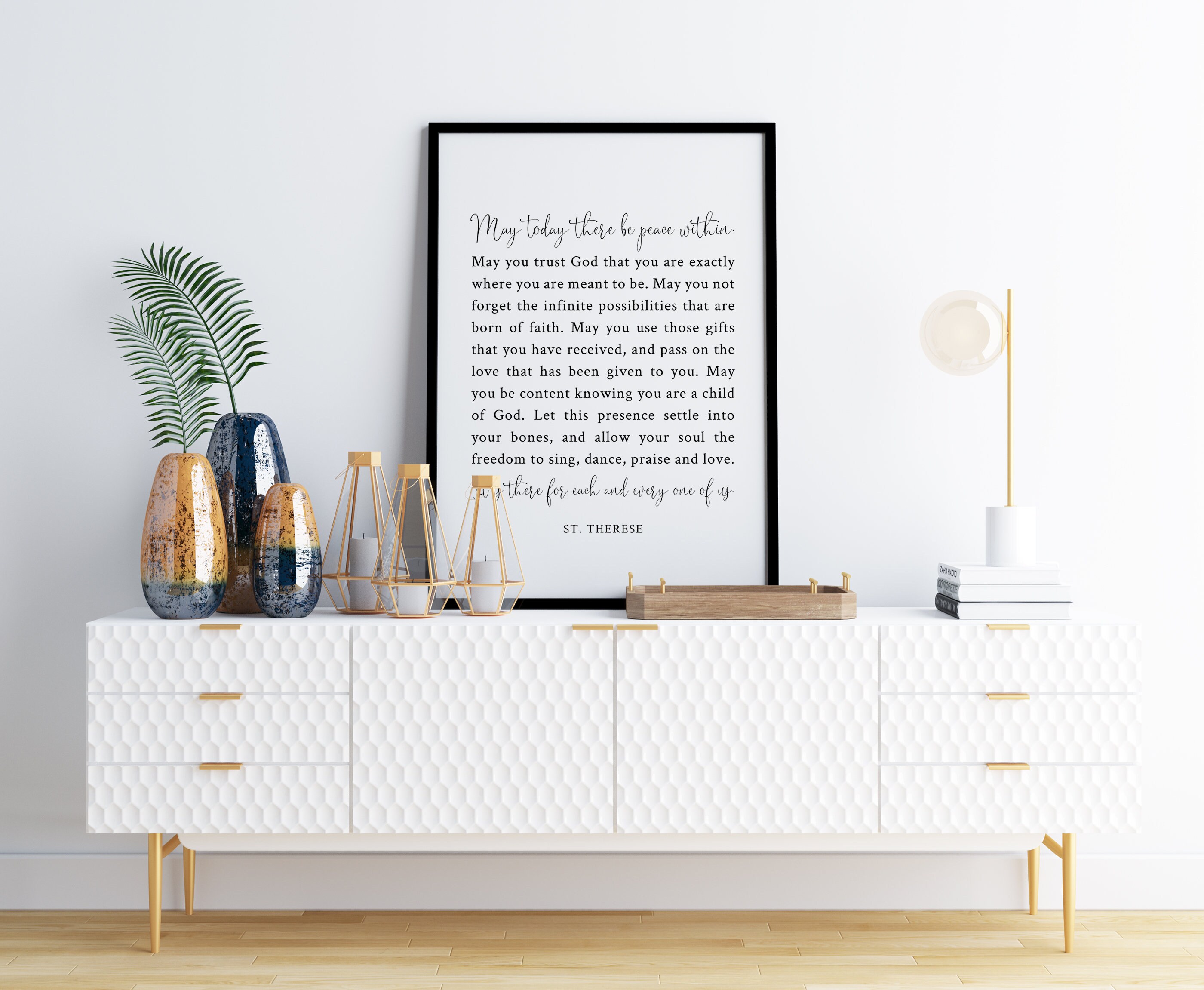 St. Therese Quote Print May Today There Be Peace Within Etsy
