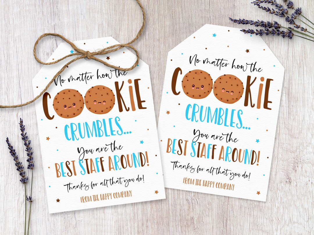 Cookie Thank You Gift Tag Editable Teacher Nurse Coworker Etsy
