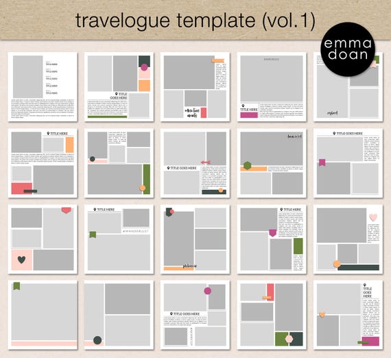 Travel Album Templates Photobook Templates Digital Etsy