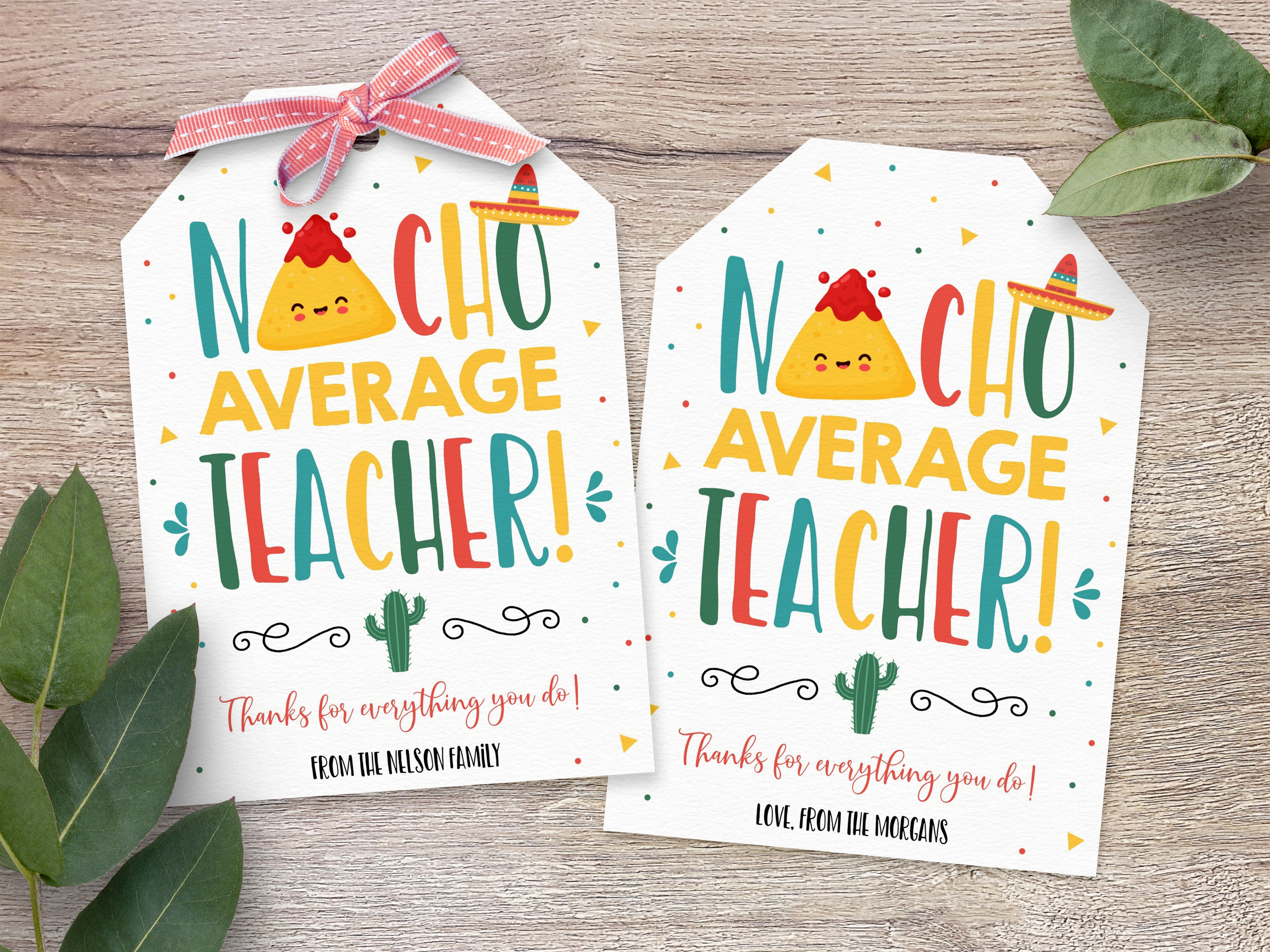 Editable Nacho Average Teacher Tags Mexican Themed Teacher Etsy