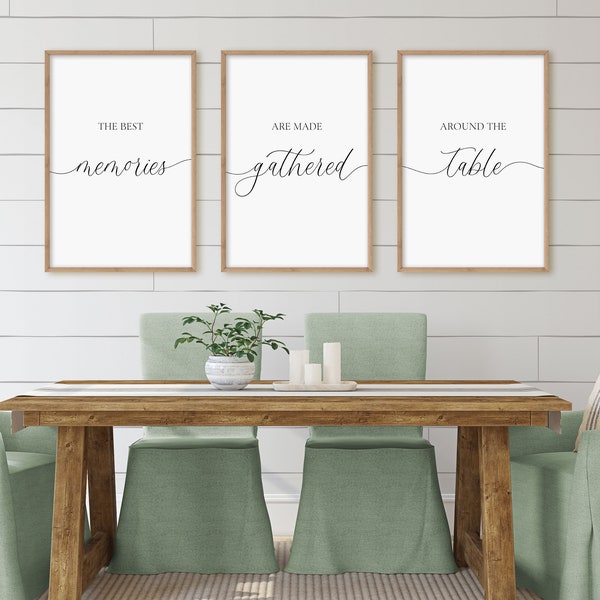 The Best Memories Are Made Gathered Around The Table Dining Room Wall Decor, Modern Kitchen Signs, Farmhouse Kitchen Decor, Family Print Set