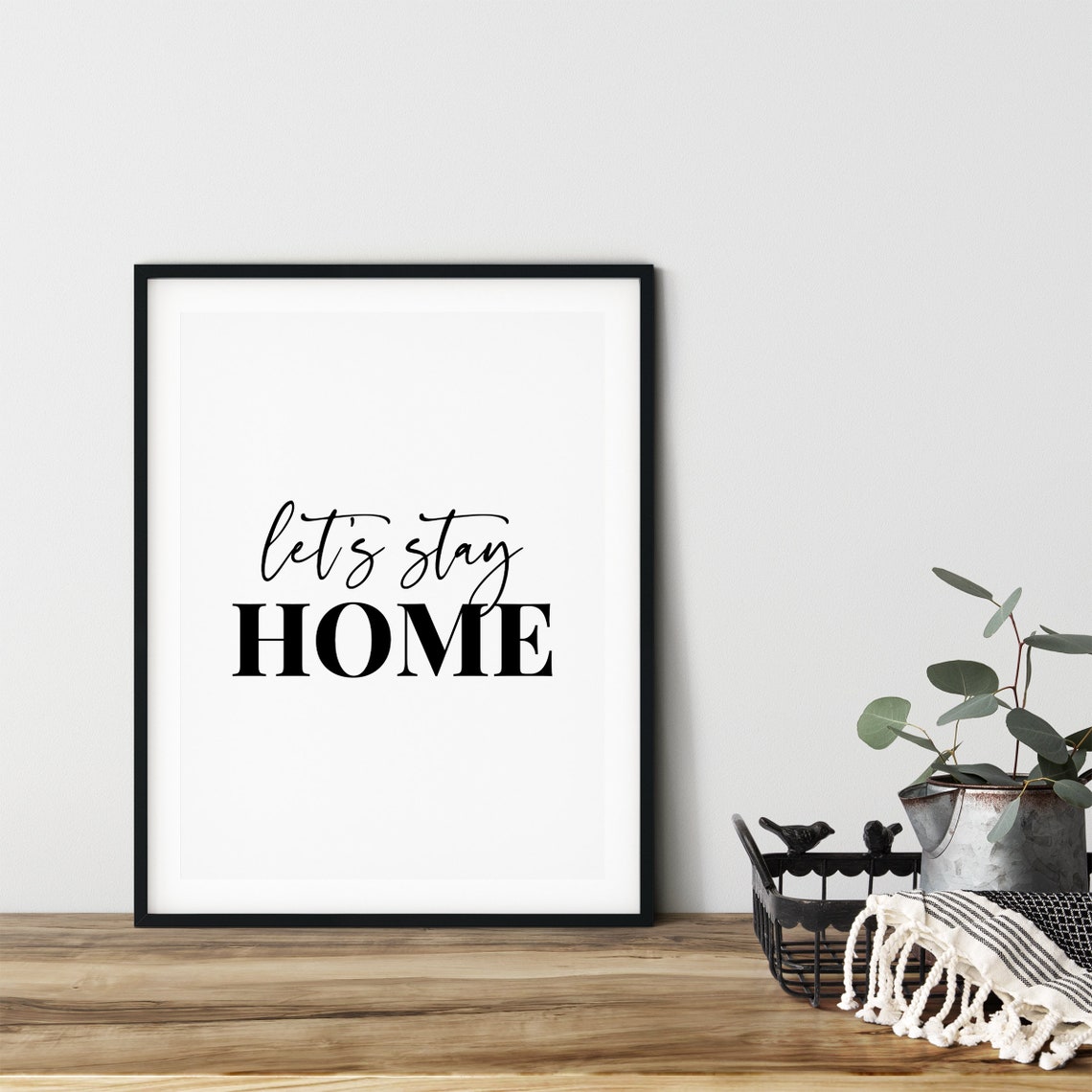 Let's Stay Home Sign Modern Living Room Wall Art | Etsy