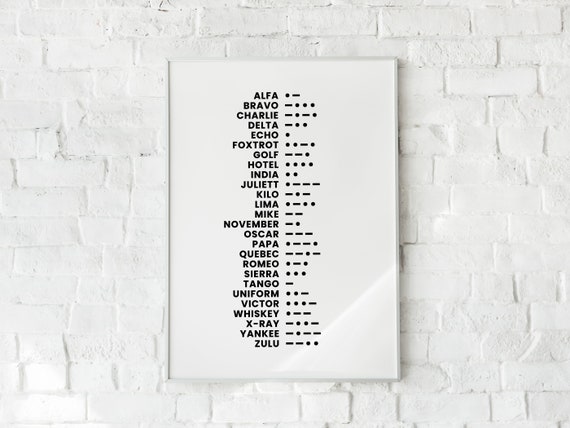 phonetic alphabet morse code sign printable wall art etsy