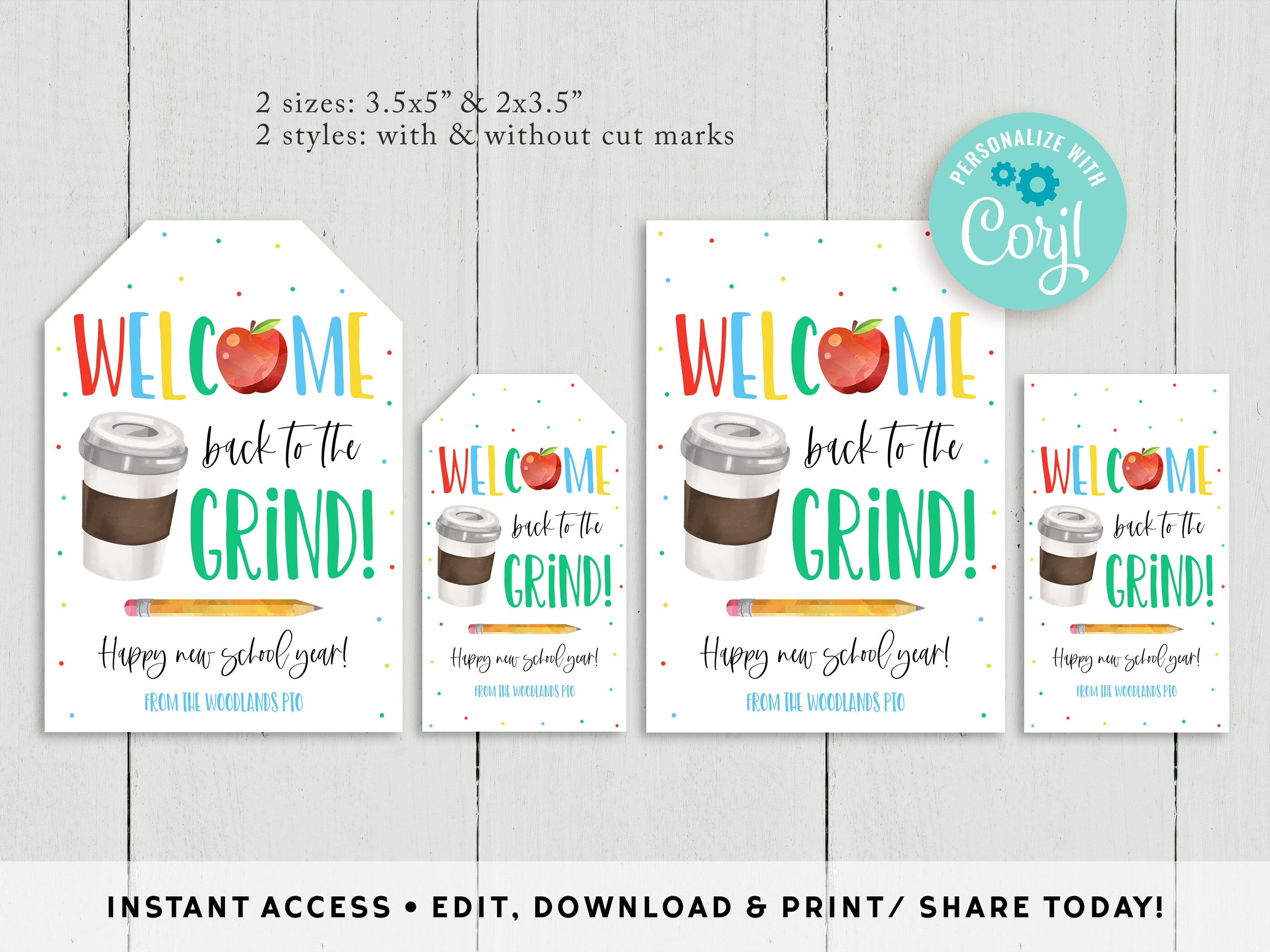 Welcome Back to the Grind Coffee Gift Tag, New School Year Gift for ...